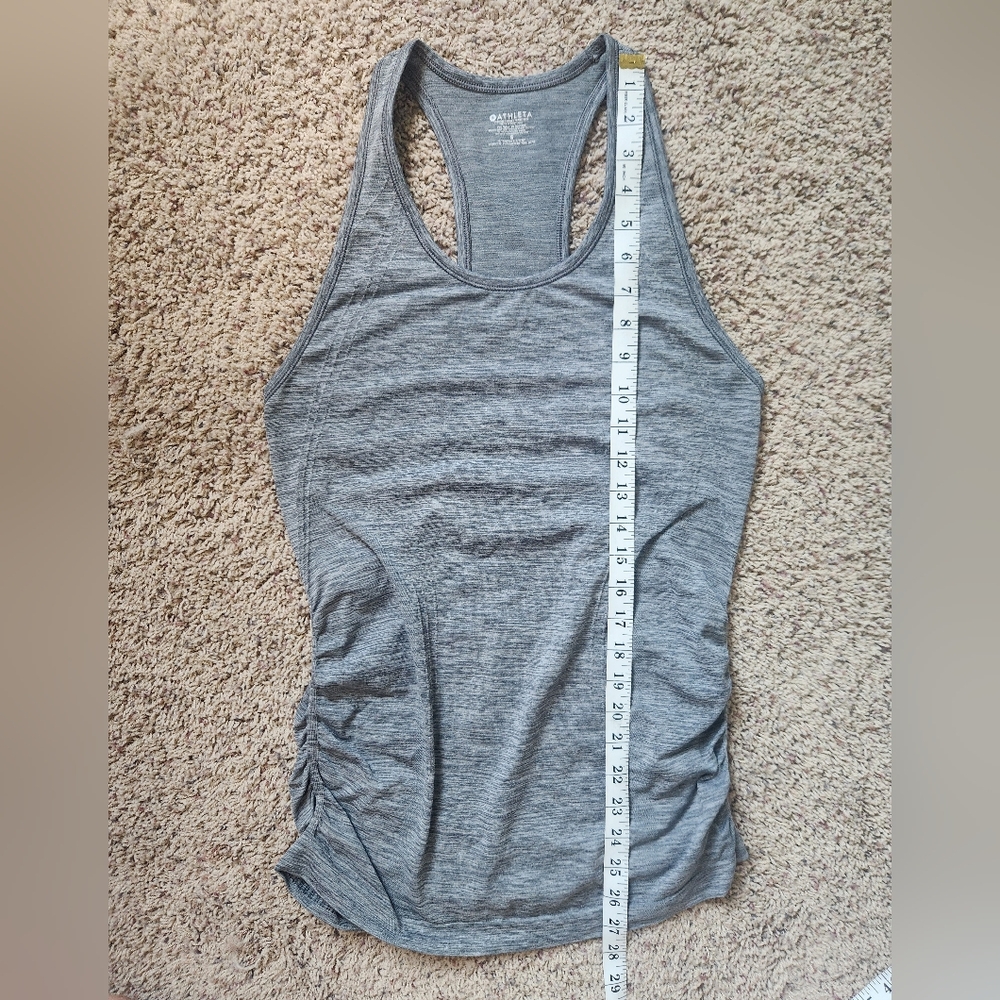Athleta Speedlight Gray Racerback Tank Top Ruched Side Size Small - Picture 10 of 10